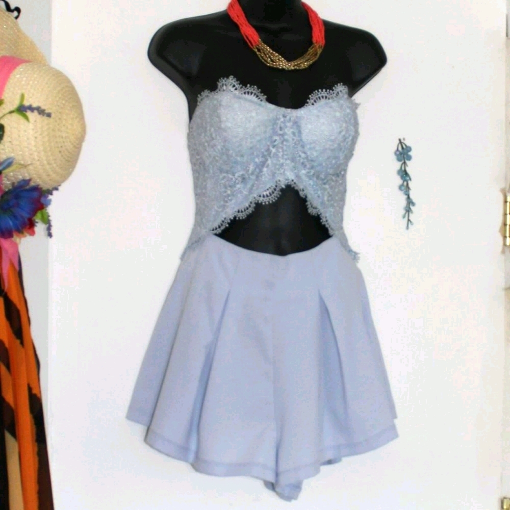 Baby Blue Lace Top 1 piece Jumper